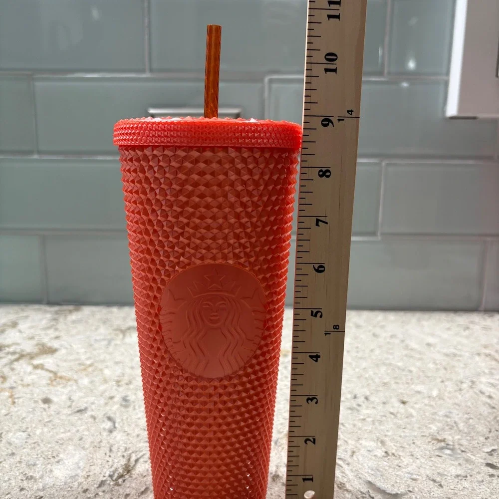 Starbucks Tumbler 24 oz Orange Studded Tumbler Cup with Lid‎ and Straw